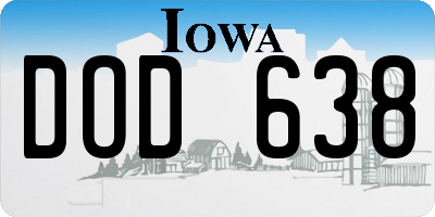 IA license plate DOD638