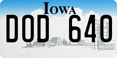 IA license plate DOD640