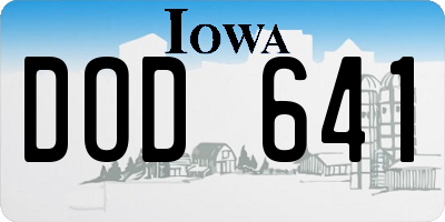 IA license plate DOD641