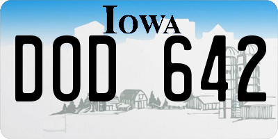 IA license plate DOD642