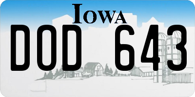 IA license plate DOD643
