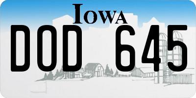 IA license plate DOD645