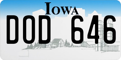 IA license plate DOD646