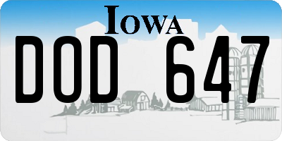 IA license plate DOD647