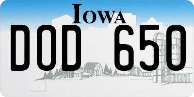 IA license plate DOD650
