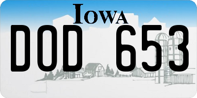 IA license plate DOD653