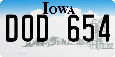 IA license plate DOD654