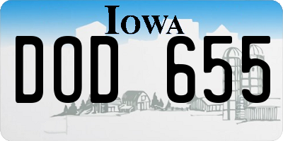 IA license plate DOD655