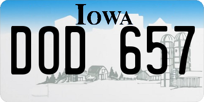 IA license plate DOD657