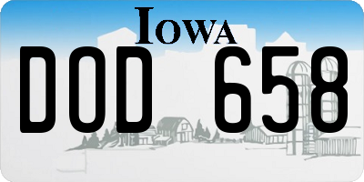 IA license plate DOD658
