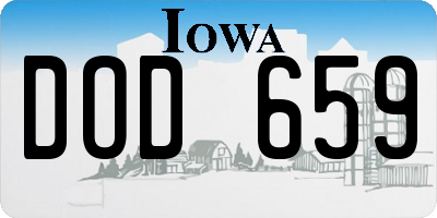 IA license plate DOD659