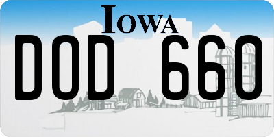 IA license plate DOD660