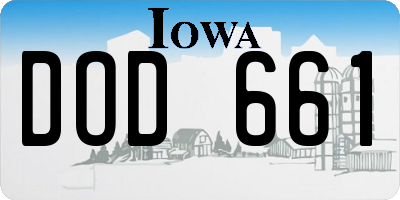 IA license plate DOD661