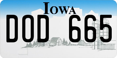 IA license plate DOD665