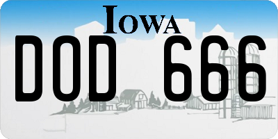 IA license plate DOD666