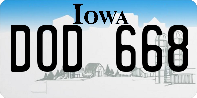 IA license plate DOD668
