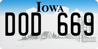 IA license plate DOD669