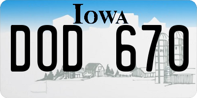 IA license plate DOD670