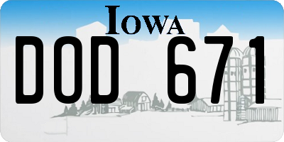 IA license plate DOD671