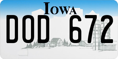 IA license plate DOD672