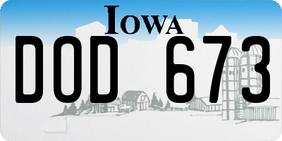 IA license plate DOD673