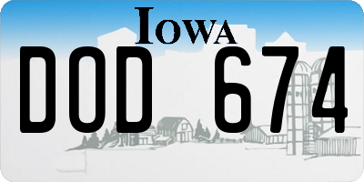 IA license plate DOD674