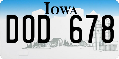 IA license plate DOD678