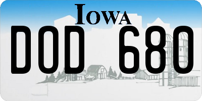 IA license plate DOD680