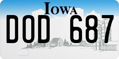 IA license plate DOD687