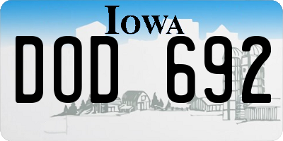IA license plate DOD692