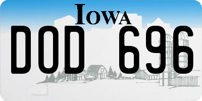 IA license plate DOD696