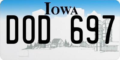 IA license plate DOD697