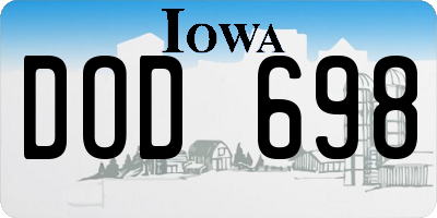 IA license plate DOD698