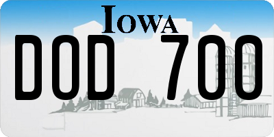 IA license plate DOD700