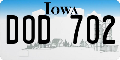 IA license plate DOD702