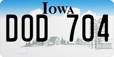 IA license plate DOD704