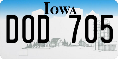 IA license plate DOD705