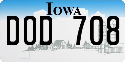 IA license plate DOD708