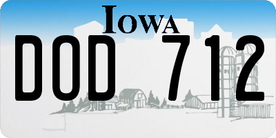 IA license plate DOD712