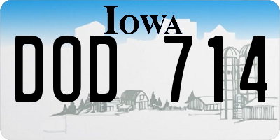 IA license plate DOD714