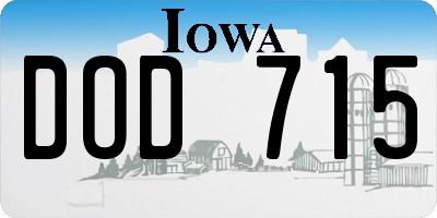 IA license plate DOD715