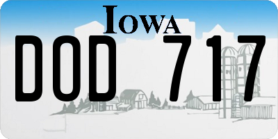 IA license plate DOD717