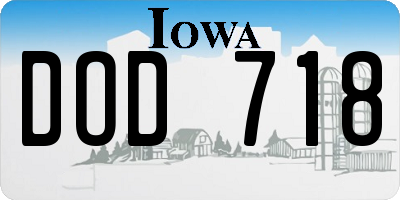 IA license plate DOD718