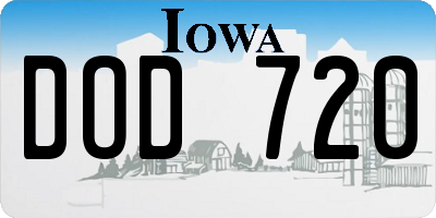 IA license plate DOD720