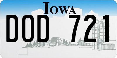 IA license plate DOD721
