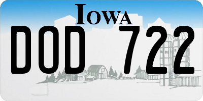 IA license plate DOD722