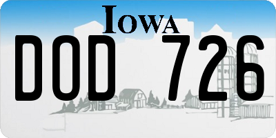IA license plate DOD726