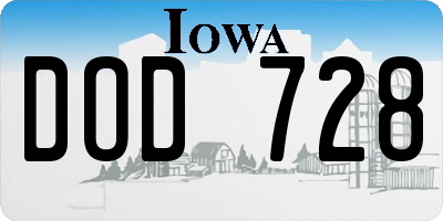 IA license plate DOD728