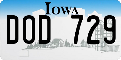 IA license plate DOD729