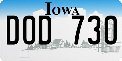 IA license plate DOD730